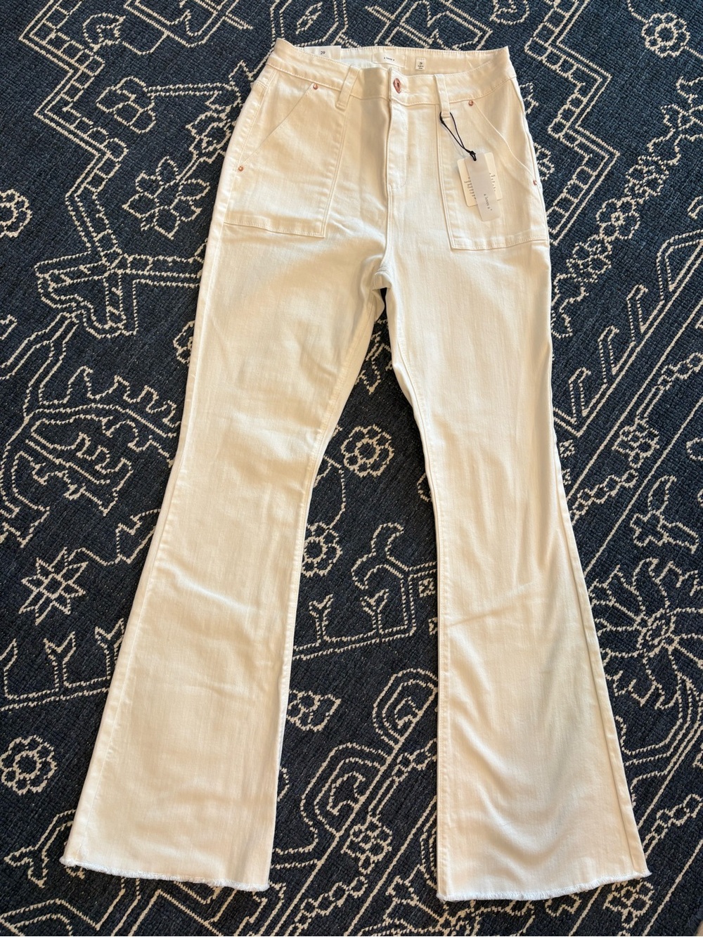High-Rise White Flare Jeans by A Loves A
